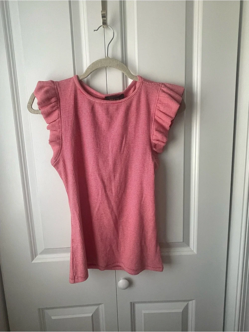 Truth Pink Ruffle Sleeve Ribbed Knit Top - Picture 4 of 8